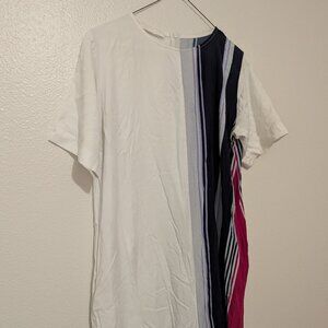 EUG Jumper / Romper - White & Magenta & Navy Stripe - L